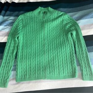 Sold- Llbean green zip cardigan